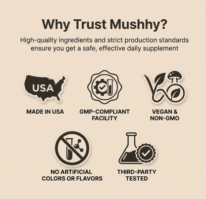 mushroom gummies made in usa gmp facility third party tested vegan non gmo supplement